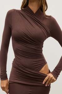 Womens Bodysuits: Amrita Bodysuit Chocolate