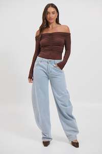 Harlow Off The Shoulder Bodysuit Chocolate