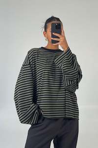 Womens Back In Stock: Bloom Long Sleeve Forest Stripe