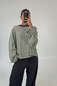 Bloom Long Sleeve Moss Stripe
