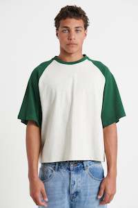 Crop Box Tee Raglan Emerald