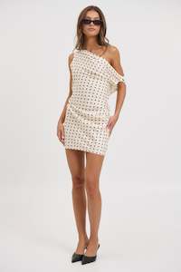 Sweetheart Mini Dress Cream Polka