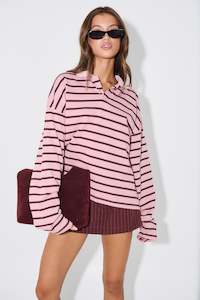 Sweaters Jumpers: Rebels Jersey Burgundy Blush Stripe