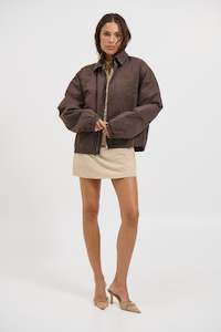 Vintage Bomber: Unisex Charlie Soft Cotton Bomber Choc