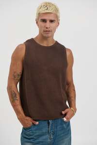 Mens: NTH Chunky Knit Tank Choc