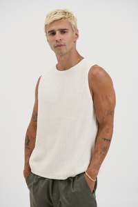 Mens: NTH Chunky Knit Tank Ivory