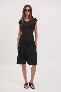 Womens Tops: Camille Sheer Top Black