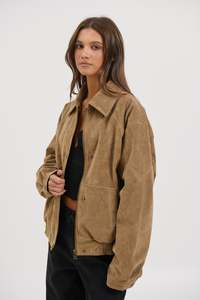 Womens Jackets Coats: Jorja Suede Bomber Jacket Chocolate