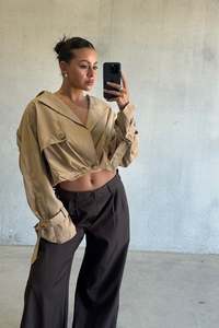 Womens Jackets Coats: Elvira Cropped Trench Beige