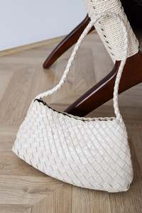 Misha Woven Shoulder Bag Ivory