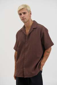 Mens Shirts: Soft Textured Shirt Choc