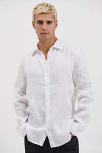 Mens Shirts: Luca Linen Shirt White