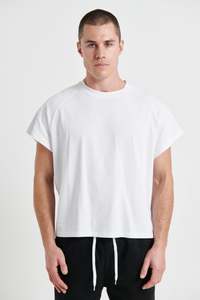 Raglan Crop Box Tank White