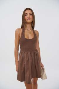 Womens Dresses: Eleanora Mini Dress Chocolate