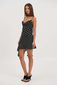 Womens Dresses: Alora Scoop Dress Black Polka