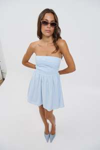 Shayla Strapless Mini Dress Sky