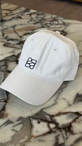 Mens Headwear: College Cap Lettermark White