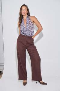 Laney Linen Pant Chocolate - FINAL SALE