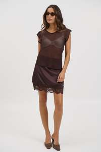 Womens Sets: Camille Sheer Top Chocolate