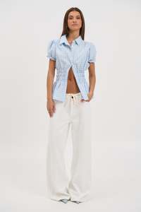 Womens Shirts: Talia Short Sleeve Shirt Sky