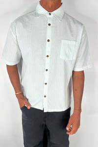 Mens: Nathaniel Drop Shirt Stripe Sage