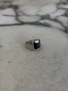 Stone Signet Ring Black/Silver