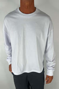 Mens Tees: Cotton Long Sleeve White