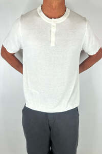 Knitted Henley Tee White