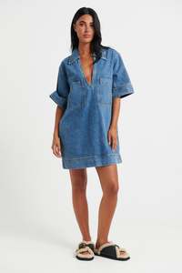 Rhythm Mini Denim Dress Indigo - FINAL SALE