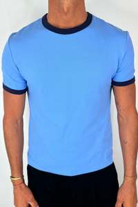 Mens: Charlie Ringer Tee Blue