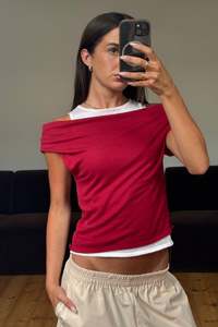 Womens: Nylah Knit Top Red
