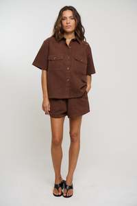 Womens Denim: Delaney Denim Set Chocolate