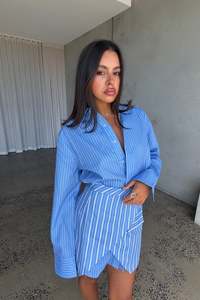 Womens Dresses: Daria Layered Shirt Dress Blue