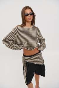 Womens Knitwear: Olsen Knit Slate Stripe