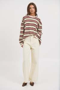 Womens Back In Stock: Unisex Tim Stripe Long Sleeve Choc