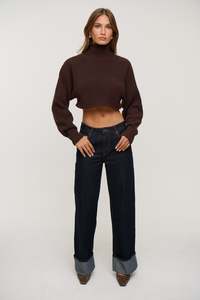 Womens Tops: Demi Cropped Knit Chocolate