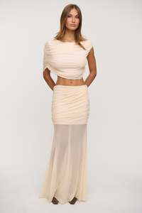 Charlize Drape Top Beige