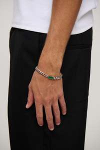 Mens Accessories: Domenic Bracelet Silver/Green