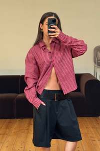 Womens Tops: Untamed Shirt Crimson Plaid