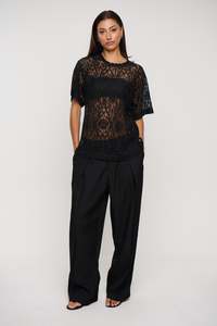 Womens Tops: Sander Lace Top Black