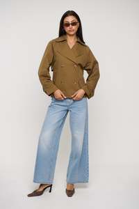 Womens Jackets Coats: Moira Cropped Trench Khaki
