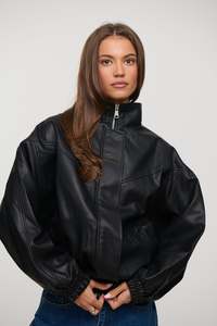 Womens Jackets Coats: Harper High Collar Bomber Black