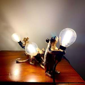 Set of 3 Gold Mouse Lamps