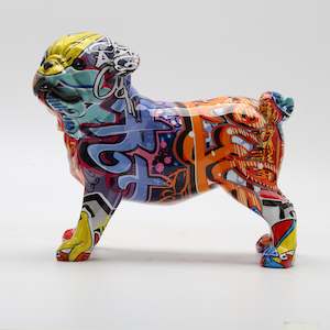 Urban Graffiti Animal Decor: Urban Graffiti Pug Statue