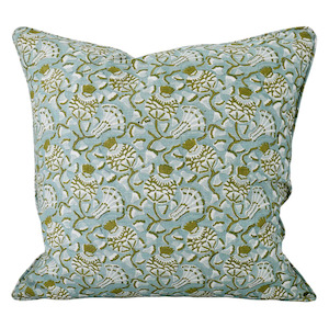 Cushion Covers Inners: Walter G - Iznik Moss Celadon (Hand Block Printed) Cushion Cover ONLY