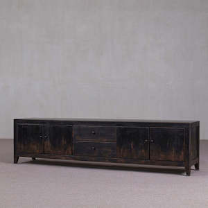 Reclaimed Low Black Cabinet 2000 x 400 x 500H