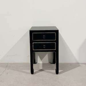 Boxes And Benches: Bedside Table 2 Drawers (BLACK) 380 x 380 x 610H