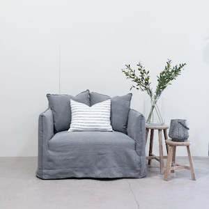 Hamptons 100% Italian Linen LOVE SEAT -  GREY