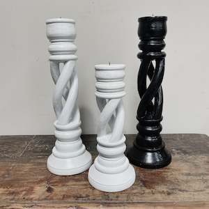 Candles 1: 24229 Wooden Candlestick - TWISTED