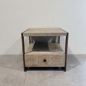 Tables And Bedsides: 25231 Fir & Iron Side Table 590 x 600 x 560H